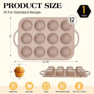 MUYULINS factory 12-cup pan, metal reinforced frame, regular size, with handle, non-stick <b>silicone</b> cake mold - Product Image 5