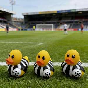 Eco-Friendly Plastic Football-Shaped Duck <b>Bath</b> for Children's Squeaky Toy Car Decoration Sports-Themed Gift - Product Image 1