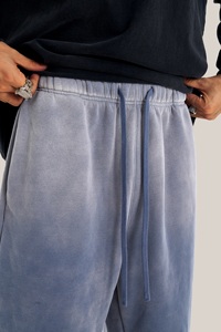 Pantalones de chándal de algodón con lavado ácido para hombre, de corte oversize, cintura elástica, estilo casual urbano, holgados, estilo otoñal, de punto de peso medio - Product Image 5
