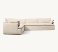Canapé d'angle modulable en forme de L avec coussin d'assise et accoudoir gauche Cloud Track pour salon et chambre d'hôtel