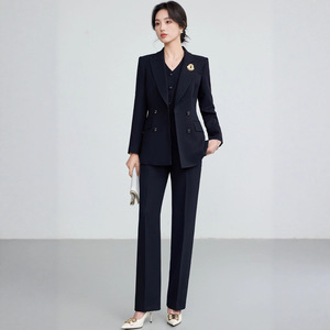 Women's Purple Three-Piece Suit Set Polyester Worsted Elegant OL Style Commute - Product Image 3