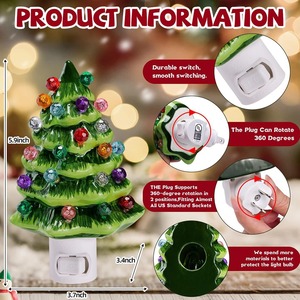 <b>Christmas</b> <b>Tree</b> Shaped Night Light Vintage <b>Christmas</b> <b>Tree</b> Nightlight <b>Wall</b> Plug in Adorable Energy Efficient LED Lamp US Plug - Product Image 5