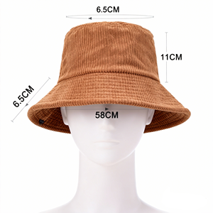 Solid Color Fashion <b>Men</b> Women Sun Protection <b>Flat</b> Top Wide Brim Fisherman <b>Caps</b> Custom Embroidery Logo Corduroy Bucket Hats - Product Image 2