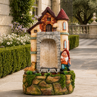 Fontaine cascade Fulin en résine haute qualité, statue de chien gnome amusant, décoration de jardin, résistante aux intempéries, faite à la main, avec LED