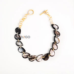Collar de Cadena con Eslabones en Forma de Gota, Hecho a Mano en Vietnam, de Cuerno de Búfalo Natural, Unisex, Moderno, Personalizado, Geométrico, Regalo, Superventas - Product Image 3