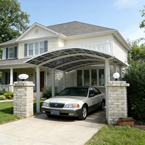 Abri de voiture en aluminium gris <span class=keywords><strong>sur</strong></span> <span class=keywords><strong>mesure</strong></span> avec <span class=keywords><strong>toit</strong></span> en polycarbonate résistant au vent fort et aux charges de neige élevées - Product Image 1