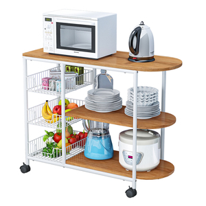 3-layer Kitchen Storage Rack Movable Metal Iron Side <strong>Table</strong> Kitchen Storage Trolley Kitchen <strong>Shelf</strong> <strong>with</strong> Wheels - Product Image 1