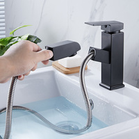 Robinet de lavabo de salle de bain moderne, type extractible, robinet de lavabo à trou unique, robinet mélangeur de lavabo de salle de bain chaud et froid