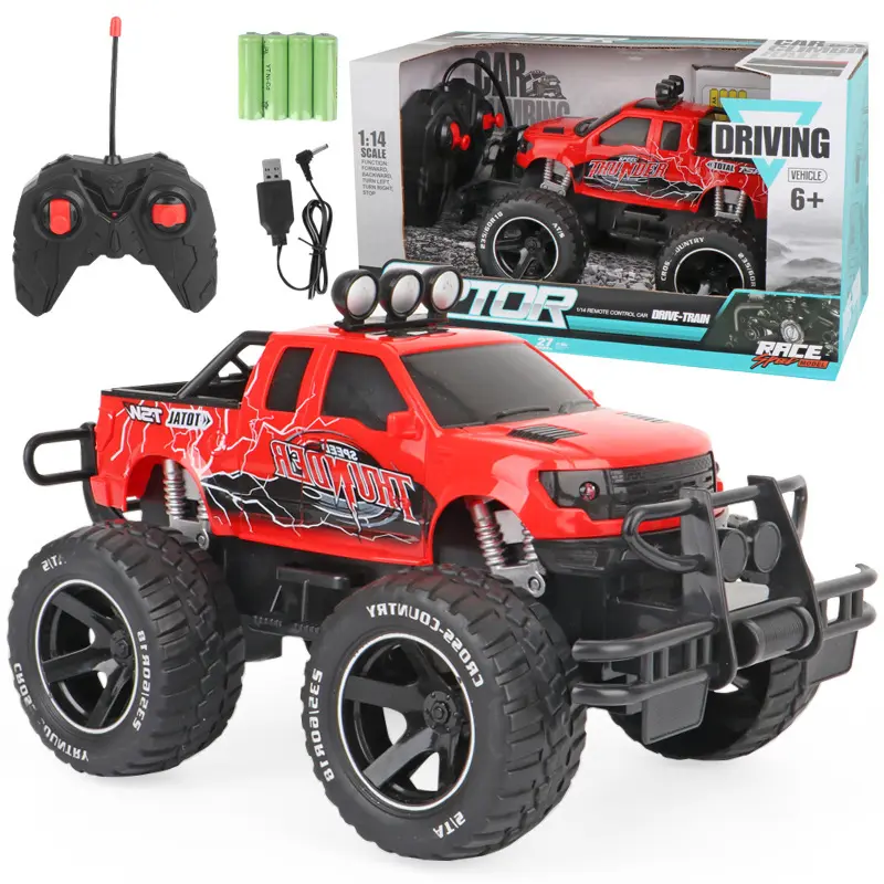 Children's four-way remote control car 1:14 SUV Rechargeable pickup Hummer Bigfoot Boy car toy