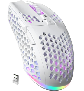 Lập trình Chuột trắng không dây nhẹ RGB tổ ong thiết kế không dây có thu phí - Product Image 1