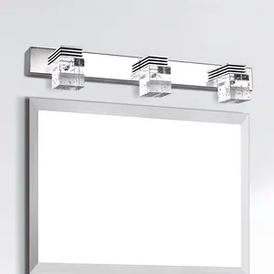 욕실 조명 <span class=keywords><strong>3</strong></span> 조명 현대 유리 스테인레스 스틸 세면대 벽 거울 긴 LED Dimmable 욕실 조명기구 - Product Image 2