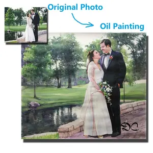 Custom Wedding Portrait Painting Personalized Wedding Gift Commission Couple Wedding Portrait Family Oil Painting on Canvas