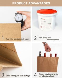 Sacs en papier kraft brun classiques imprimés sur mesure avec poignées - Emballage jetable écologique et recyclable pour la restauration rapide à emporter avec logo - Product Image 5