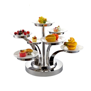 7-Tier <strong>Rotating</strong> Decorative Metal Stainless Steel Buffet <strong>Cake</strong> Display <strong>Stand</strong> - Product Image 2