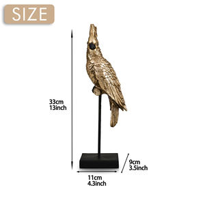 EAGLEGIFTS थोक कस्टम तोता इनडोर सजावट छोटे पक्षी पशु मूर्तिकला राल शिल्प सोने तोता प्रतिमा - Product Image 2