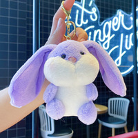 Breloques de sac lapin à grandes oreilles mignonnes personnalisées en gros, porte-clés lapin, peluche, jouet en peluche pour machine à griffes