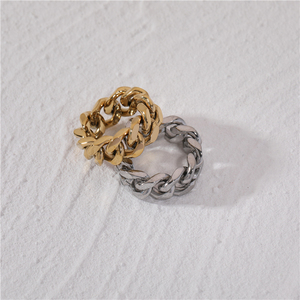 Anillos de cadena cubana chapados en oro, joyería de acero inoxidable de 18K PVD de gama alta, venta al por mayor - Product Image 4