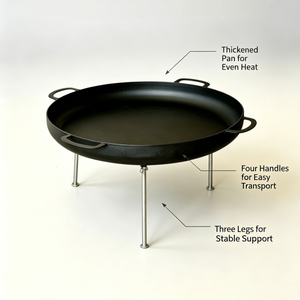 Plancha Portátil <span class=keywords><strong>para</strong></span> Exteriores con Patas Metálicas Desmontables, Sartén de Hierro Fundido <span class=keywords><strong>para</strong></span> Fogatas, Barbacoa, Paella y Frituras - Product Image 4