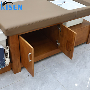 KISEN Spa de coiffure en bois avec lit de lavage, bain de pieds et bac à shampoing avec armoire de rangement - Product Image 5