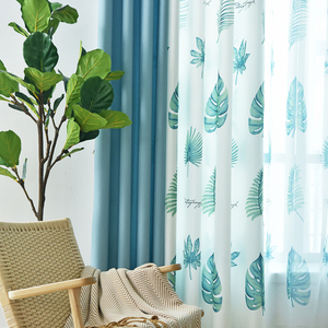 Phong Cách Bắc Âu Nhà Máy Lá Lớn Mô Hình In Rèm Cửa, Hiện Đại Màn Phòng Ngủ Phòng Ngủ Khâu Thiết Kế Rèm Cửa - Product Image 3