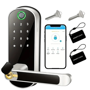 Serrure de porte intelligente biométrique à empreinte digitale, sans clé, avec contrôle à distance Tuya WiFi TTlock, poignée numérique pour porte en bois, usage domestique - Product Image 1
