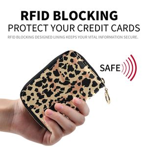 Tarjetero con estampado de leopardo de PU, billetera con cremallera, estuche compacto para tarjetas de identificación para mujer, uso diario - Product Image 2