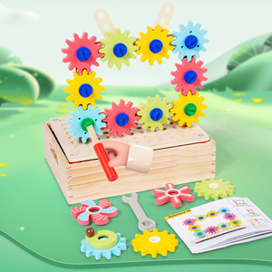 Bloques de Construcción de Madera Sin Bordes Afilados y No Tóxicos, con Engranajes y Tuercas, para el Reconocimiento de Colores, Regalo Educativo para Niños Pequeños - Product Image 5