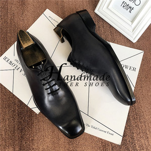 Chaussures derby formelles pour homme en cuir véritable haut de gamme, faites à la main, grises, style rétro, peintes, pour le bureau et les trajets quotidiens - Product Image 4