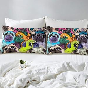 Funda de edredón Pug, juego de cama encantador para perros Pug, funda de edredón de Pugs coloridos para niños, animales de mascotas de dibujos animados, decoración suave y transpirable para niños - Product Image 5