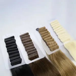 Grosir 12a Grade Virgin 100 Rambut Manusia Ditarik Ganda Pita Injeksi Ekstensi Rambut Remy Alami Pita Ekstensi Rambut