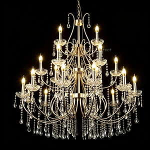 Lustre en cristal doré OEM ODM, ornement suspendu pour réception de mariage, salle de banquet d'hôtel, décoration d'événements - Product Image 4