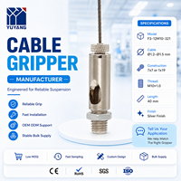 Pince à câble filetée M10 à grande ouverture latérale réglable, finition argentée, pour suspension commerciale, fournisseur OEM
