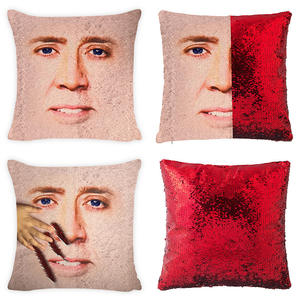 Custom con paillettes reversibili sublimazione federa cuscino teca Nicolas Cage Design Anti-acaro Anti-polvere antistatico 100% poliestere - Product Image 4