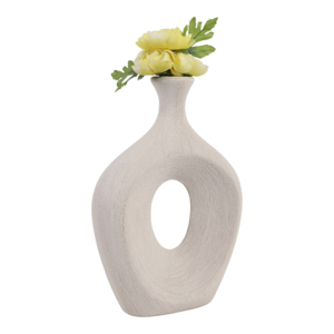 Vaso in Ceramica Ovale con Ritagli, Alto, Moderno, Decorativo per Soggiorno, Camera da Letto, Ufficio, Tavolo d'Appoggio - Product Image 2