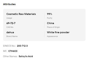 Salicylic Acid Powder Cosmetic Grade <b>Raw</b> Material for Advanced <b>Skin</b> Lightening Daily <b>Skin</b> Care - Product Image 6