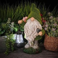 LED-Außenleuchte mit Laterne, Wasserdichte Solar-Harzfigur, Garten-Zwerg-Statue