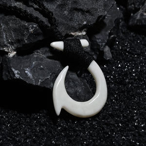 GX006 Hawaii Surfer Gioielli Fatti a Mano Intagliato Choker Nuova Zelanda Maori Tribal Ciondolo Yak Ossa <span class=keywords><strong>Fish</strong></span> Hook Collana per La Pesca in Mare - Product Image 3