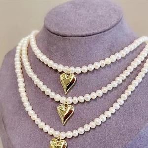 จี้ทองคำแท้ 18k ซินฟลาย ดีไซน์มินิมอล ประดับมุกและจี้รูปหัวใจ สร้อยคอแห่งความรัก Au750 - Product Image 4