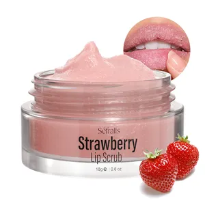 LipScrub açúcar morango atacado esfoliante labial de marca própria protetor labial para lábios rosa esfoliante açúcar