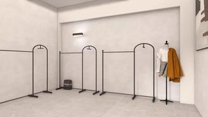 Tienda de ropa personalizada Boutique Soporte de hierro resistente Estante de ropa montado en la pared Estante de ropa de metal negro para tienda de ropa - Product Image 6