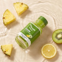 Nouvelle bouteille en verre carrée de 60 ml (2 oz) pour jus, avec bouchon en liège et étiquette personnalisée, idéale pour les smoothies, le gingembre et le kombucha.