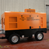 Compresseur d'air à vis portable KAISHAN KSCY-550/13, réservoir de 27 gallons, 12V diesel, 15 bars, utilisation en construction, refroidissement par air, PLC