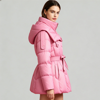 Doudoune matelassée oversize pour femme avec ceinture, en duvet d'oie, imperméable, coupe-vent, isolée, personnalisable avec logo, vente en gros, usine OEM