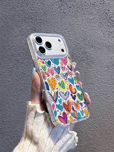 Cover per <span class=keywords><strong>iPhone</strong></span> <span class=keywords><strong>con</strong></span> Stampa di Cuori Colorati, Custodia Trasparente Antiurto per <span class=keywords><strong>iPhone</strong></span> 16/15/14/13/12 Pro Max - Product Image 5