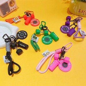 Porte-clés PVC Fitness en Gros d'Usine, Élégant Breloque de Sac Style Ins, Pendentif Haltère Kettlebell pour Couple Unisexe - Product Image 1