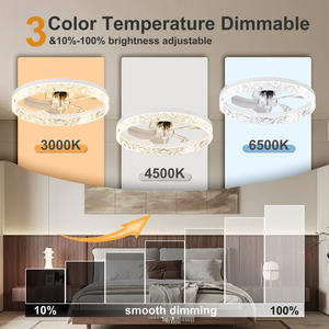 พัดลมเพดานขนาด 19.7 นิ้ว พร้อมไฟ LED 3CCT ควบคุมผ่านแอพพลิเคชั่น รีโมทคอนโทรล ปรับความเร็วได้ 6 ระดับ เงียบ ไฟสีขาว เหมาะสำหรับห้องนอน - Product Image 3