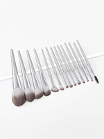 Ensemble de 14 pinceaux de maquillage professionnels haut de gamme gris vegan à poils doux, portables, pour le visage, vente en gros