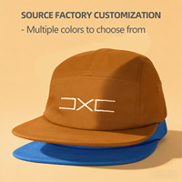 Casquette 5 panneaux personnalisée OEM de haute qualité, réglable, avec logo tissé pour la pêche, les aventures en plein air, la plage, 100%
