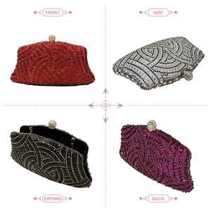 HC1229 Borsa da sera elegante con diamanti scintillanti per matrimoni, <span class=keywords><strong>pochette</strong></span> da donna con catena argentata staccabile - Product Image 3