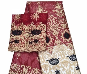 H & D Tissu de Dentelle en Coton Brodé <span class=keywords><strong>Bazin</strong></span> Riche Africain pour <span class=keywords><strong>Robe</strong></span> de Création avec Parfum - Product Image 3